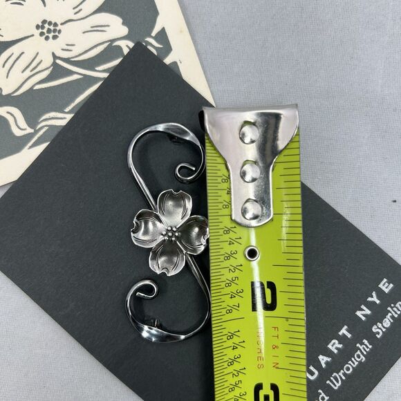 Vintage Dogwood Floral Scroll Bar Pin 925 Sterling Silver Signed NYE - Picture 7 of 10